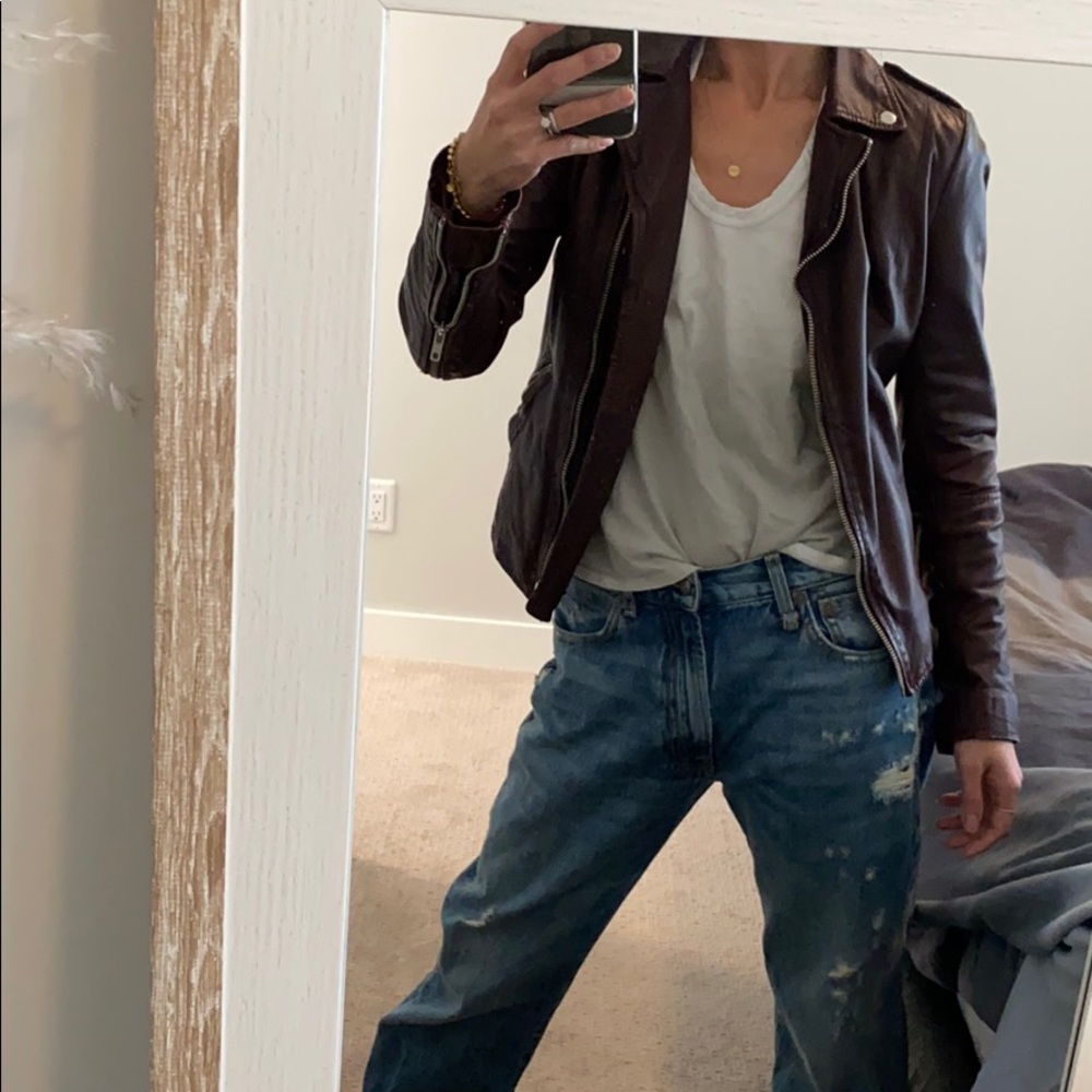 Muubaa distressed lambskin leather jacket